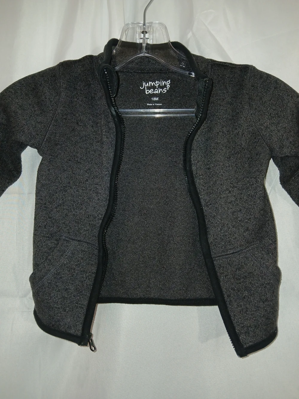 jumping beans charcoal gray zip-front baby jacket